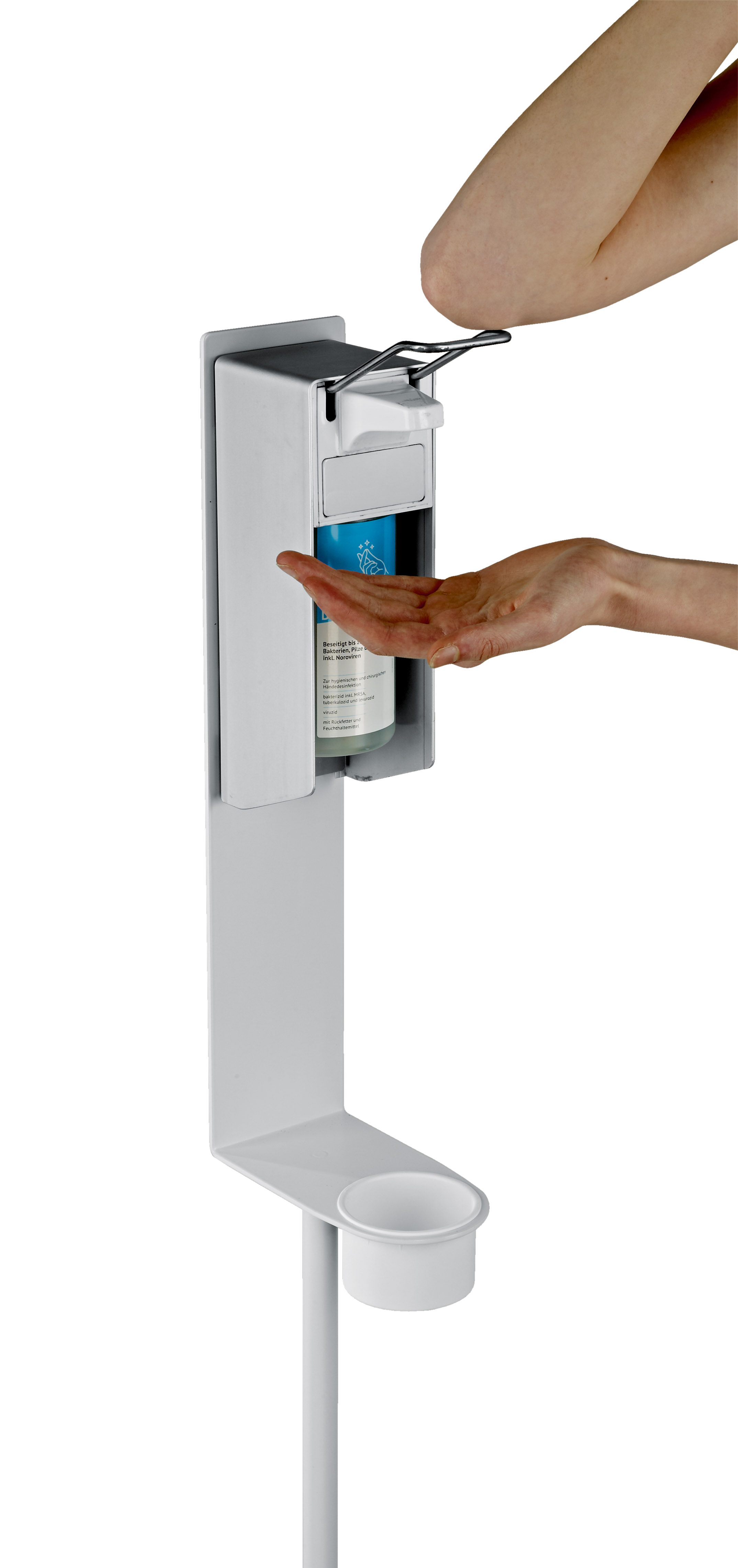 K&M 80320-000-76 Desinfektionsmittelständer für Eurospender weiß